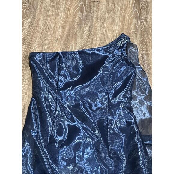 Scott McClintock navy evening gown one shoulder organza dress 6 dead stock vinta - Picture 11 of 15